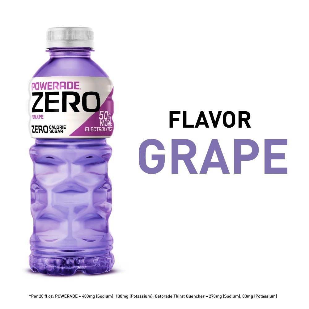 Zero Sugar Grape Electrolyte Sports Drink Hydration 20 fl oz 8 Pack Bottles