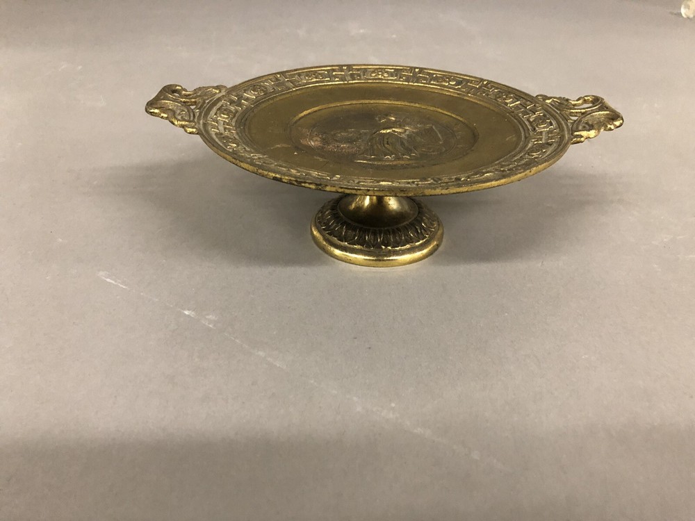 Signed Bradley & Hubbard # 4132 Cast Brass & Iron Footed Compote 3” X 9”