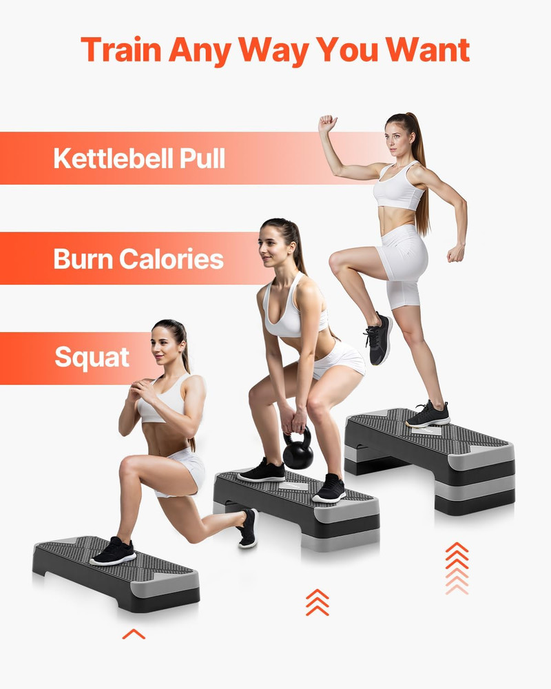 Aerobic Exercise Step Platform, 28-Inch Workout Aerobic Stepper, Height Adjustab