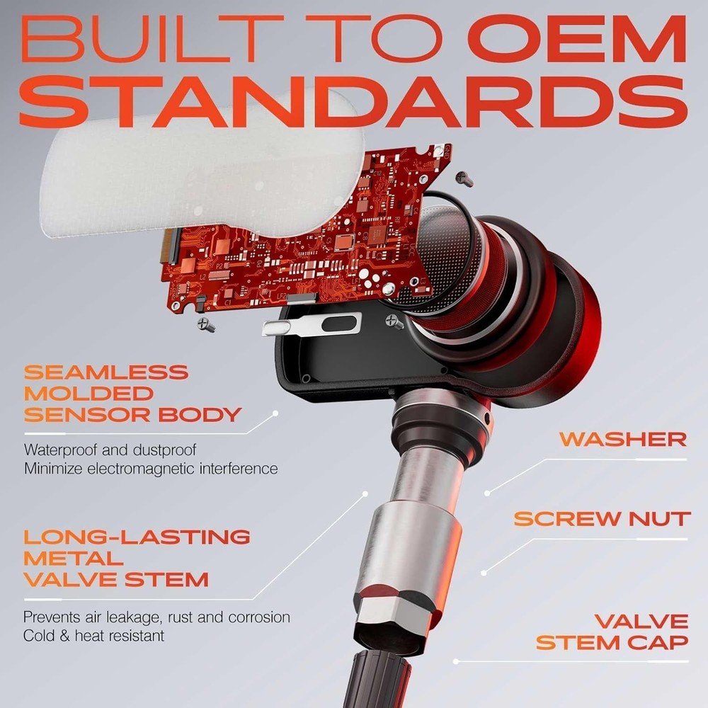 4PCS Pre-Programmed TPMS Sensor for Ram 1500 2019-2024 433MHz Replace 68293199AA