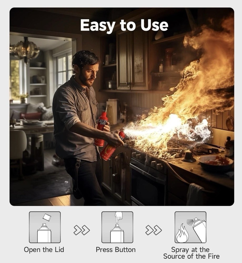 3-Pack Fire Extinguisher for Home, Kitchen, Car, Camping & Electronics - ABC/K C