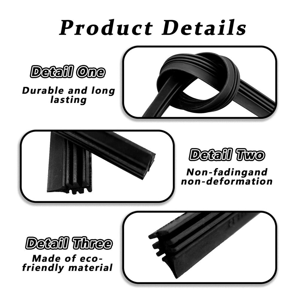 4PCS Windshield Wiper Blade Refills Adjustable Universal Silicone Strips 25Inch