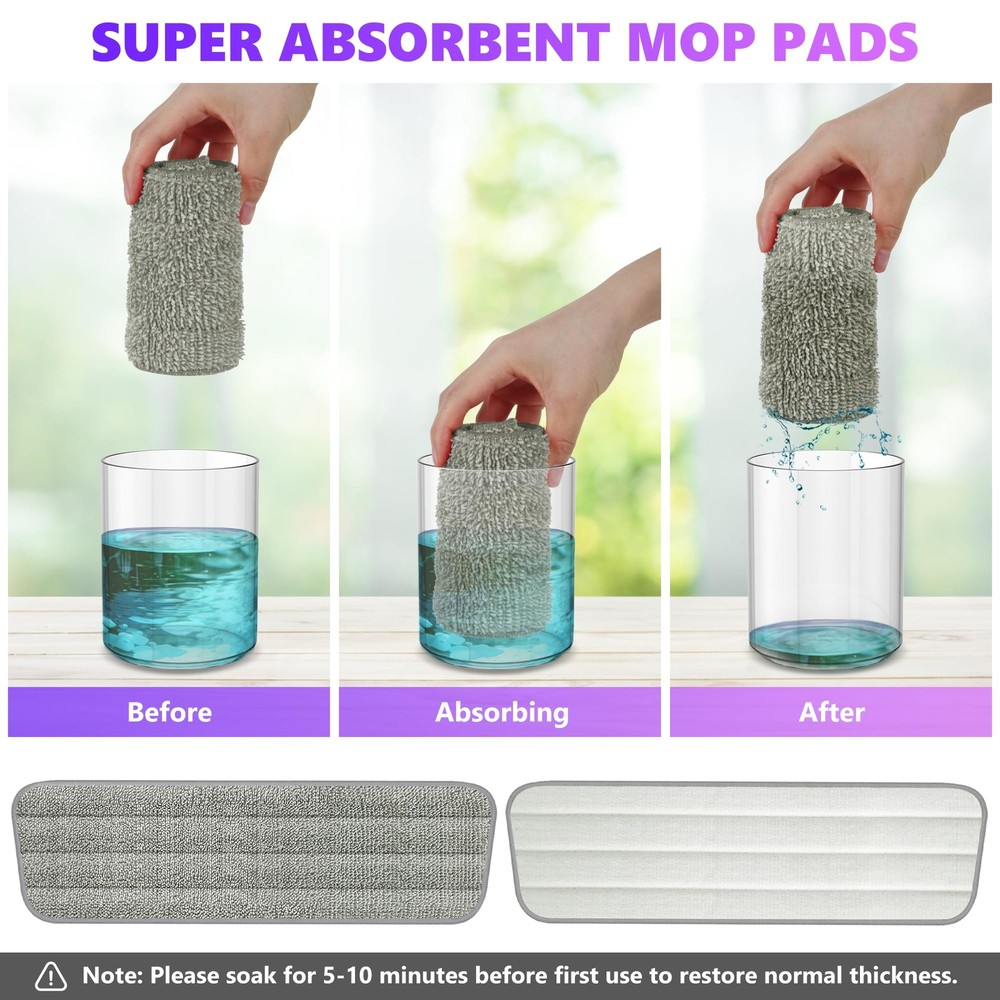 6 Pack Reusable Mop Pads Compatible With Swiffer Powermop 13''15'' Microfiber Mo