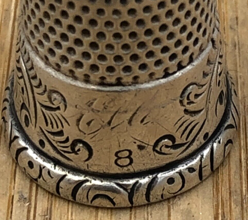 Vintage Sterling Silver Thimble, size 8, inscribed Etta