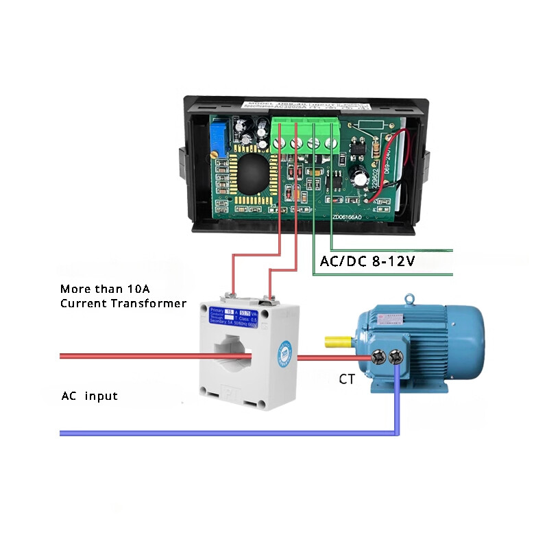 AC 2A 5A 10A Digital Amp Current Panel Alternating Meter Ammeter Built-in CT