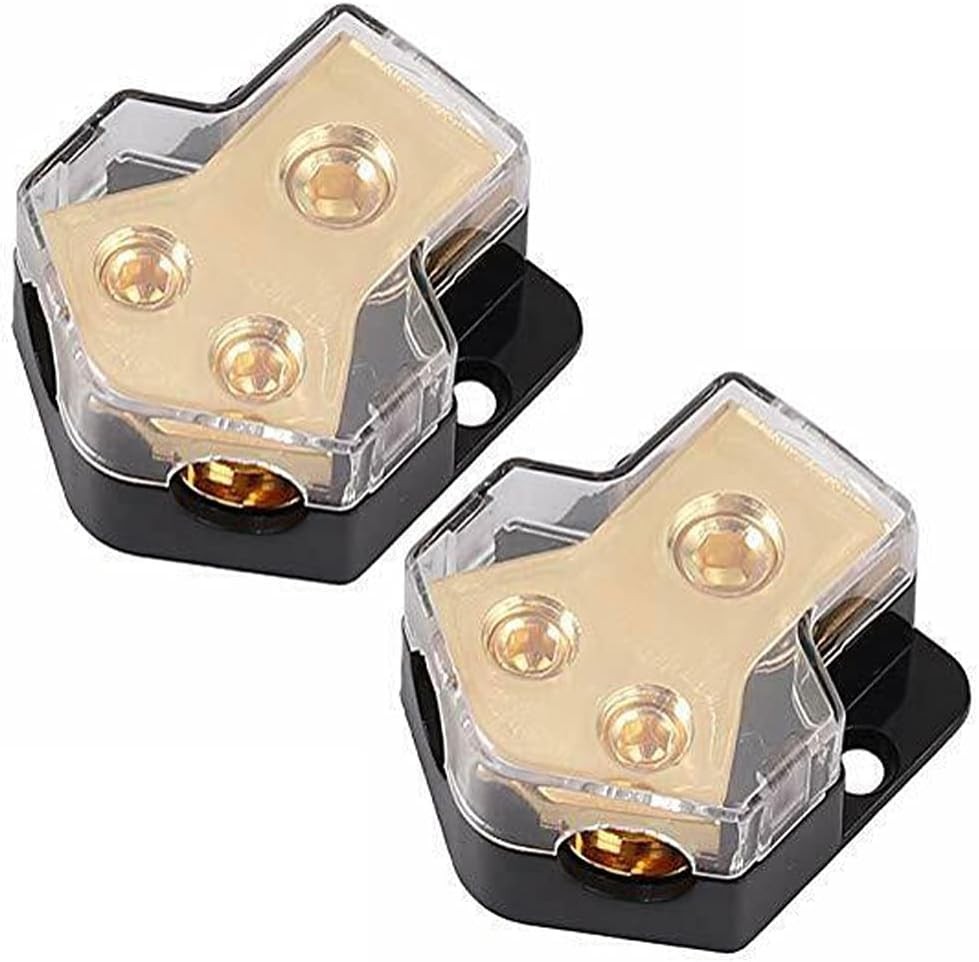 Solid 2-Way Power Distribution Block - Corrosion-Resistant for Vehicles & Boats