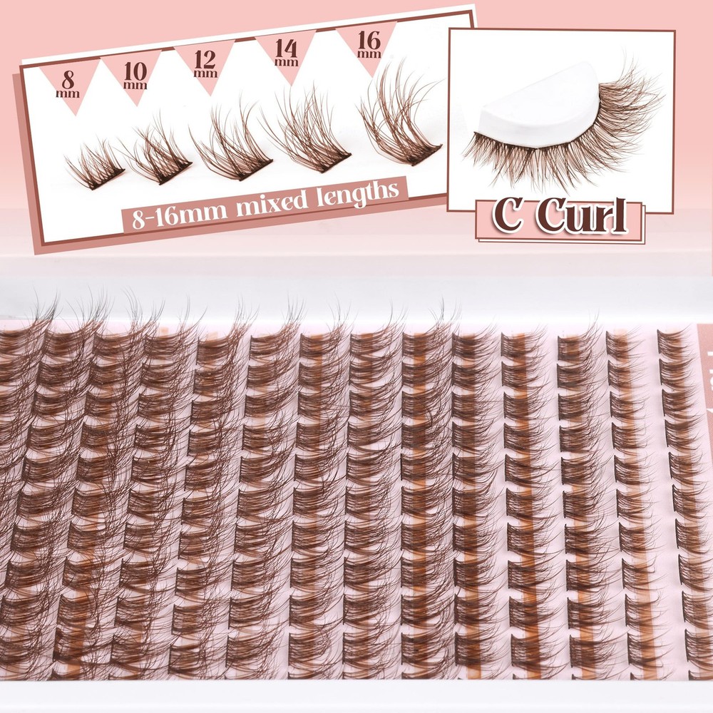 Brown Lash Clusters Natural Extensions Wispy 1 count (Pack of 1),