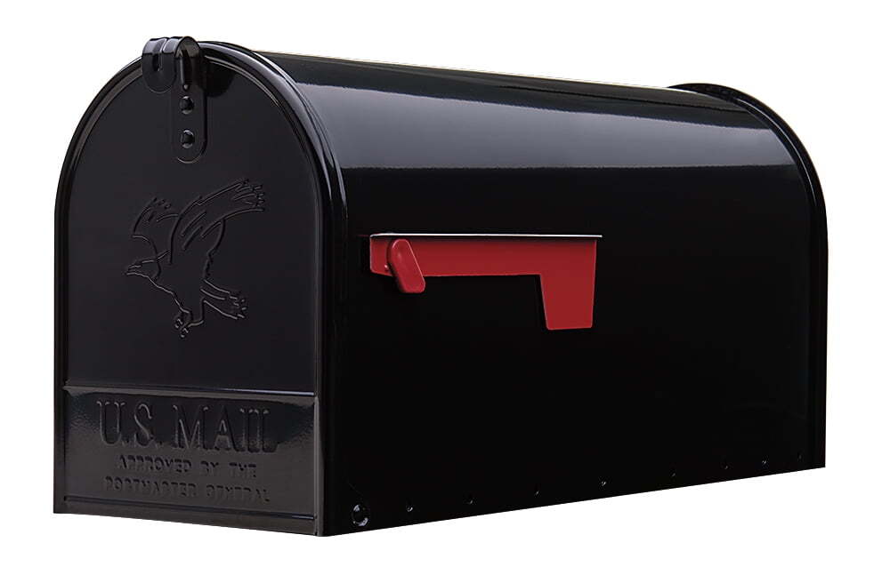 Architectural Mailboxes Elite Black Post Mount Mailbox, Steel, Rust Resistant