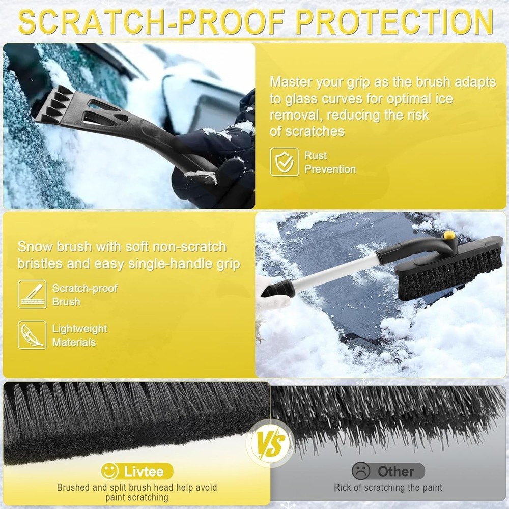 360° Rotating Ice Scraper & Snow Brush - 32" Extendable Design for All Vehicles