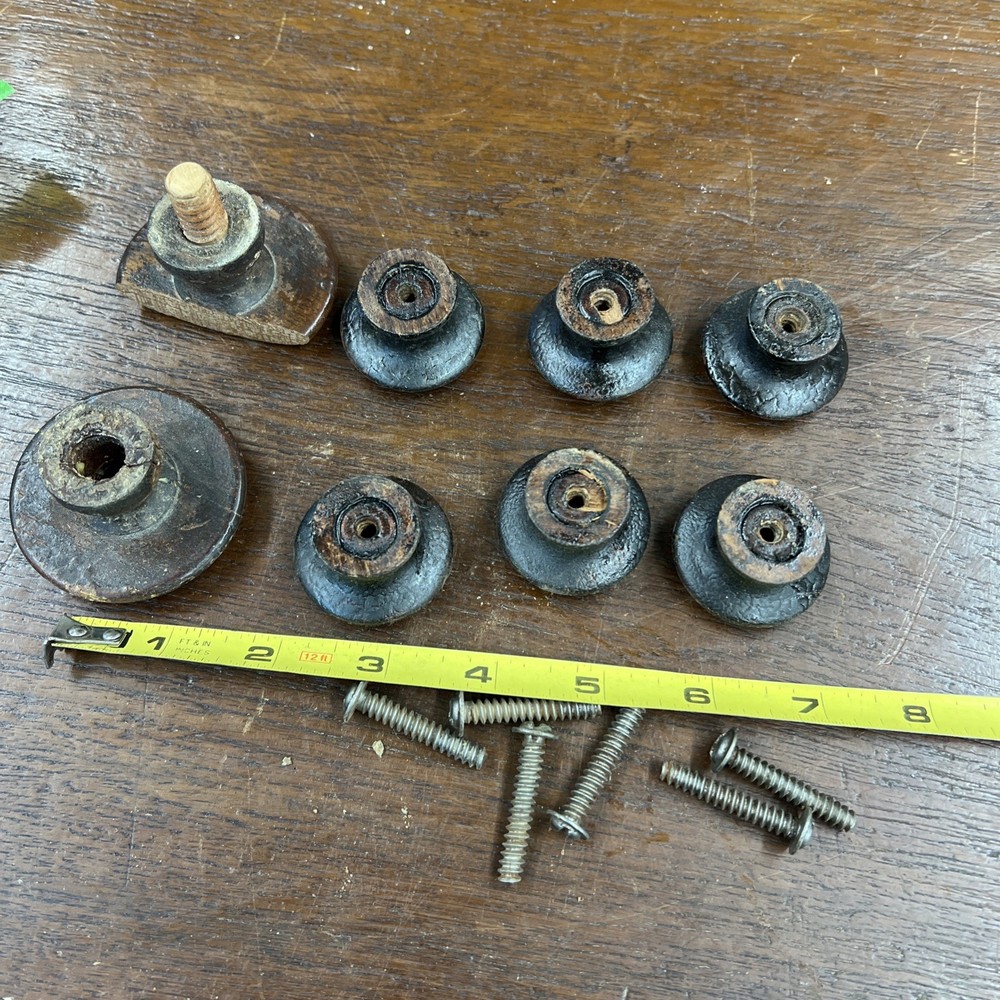 19thC Mahogany Knobs As Found 6 And 2