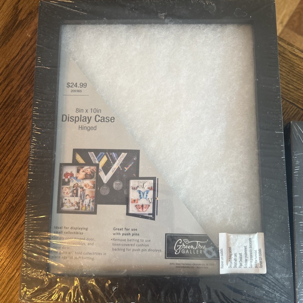 (2) 8” X 10” Display Cases, Solid Wood, Hinged, New