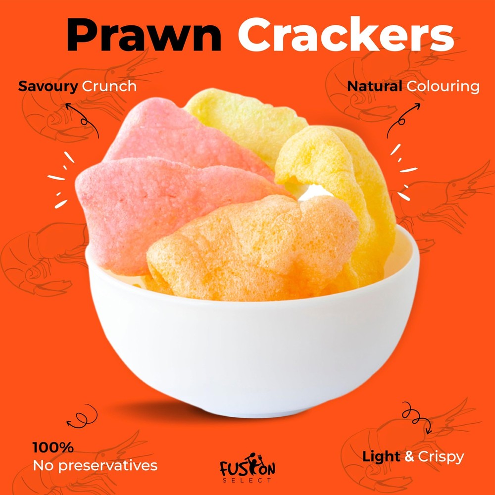 2 Pk Uncooked Prawn Crackers - Multi-Colored Shrimp Chips for Sharing, Servin...