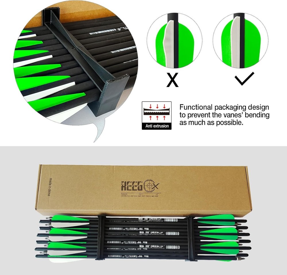 Carbon Crossbow Bolts 12 Pack - Enhanced Consistency & Protective Packaging