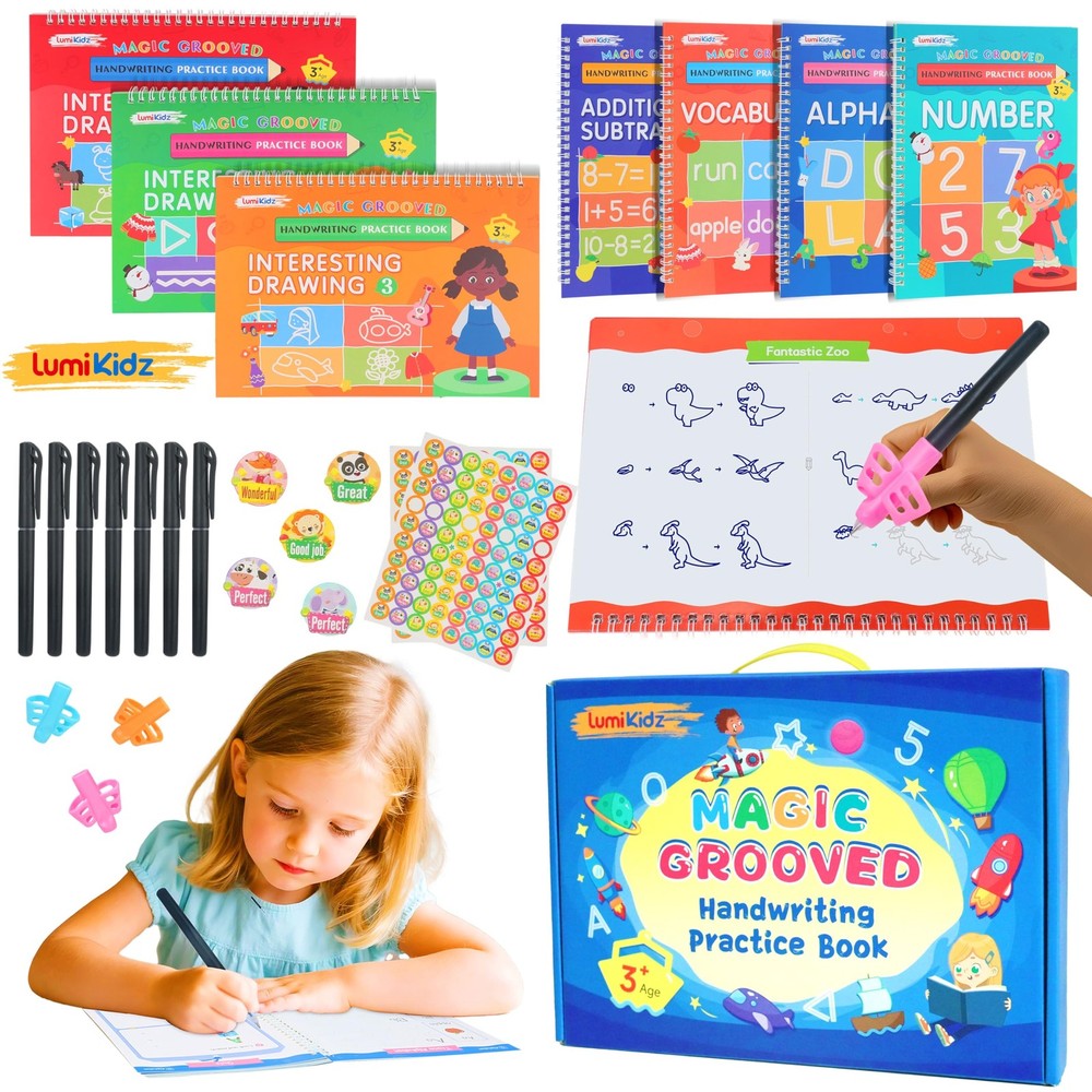 Magic Grooved Writing set Kids Handwriting Practice Books set New