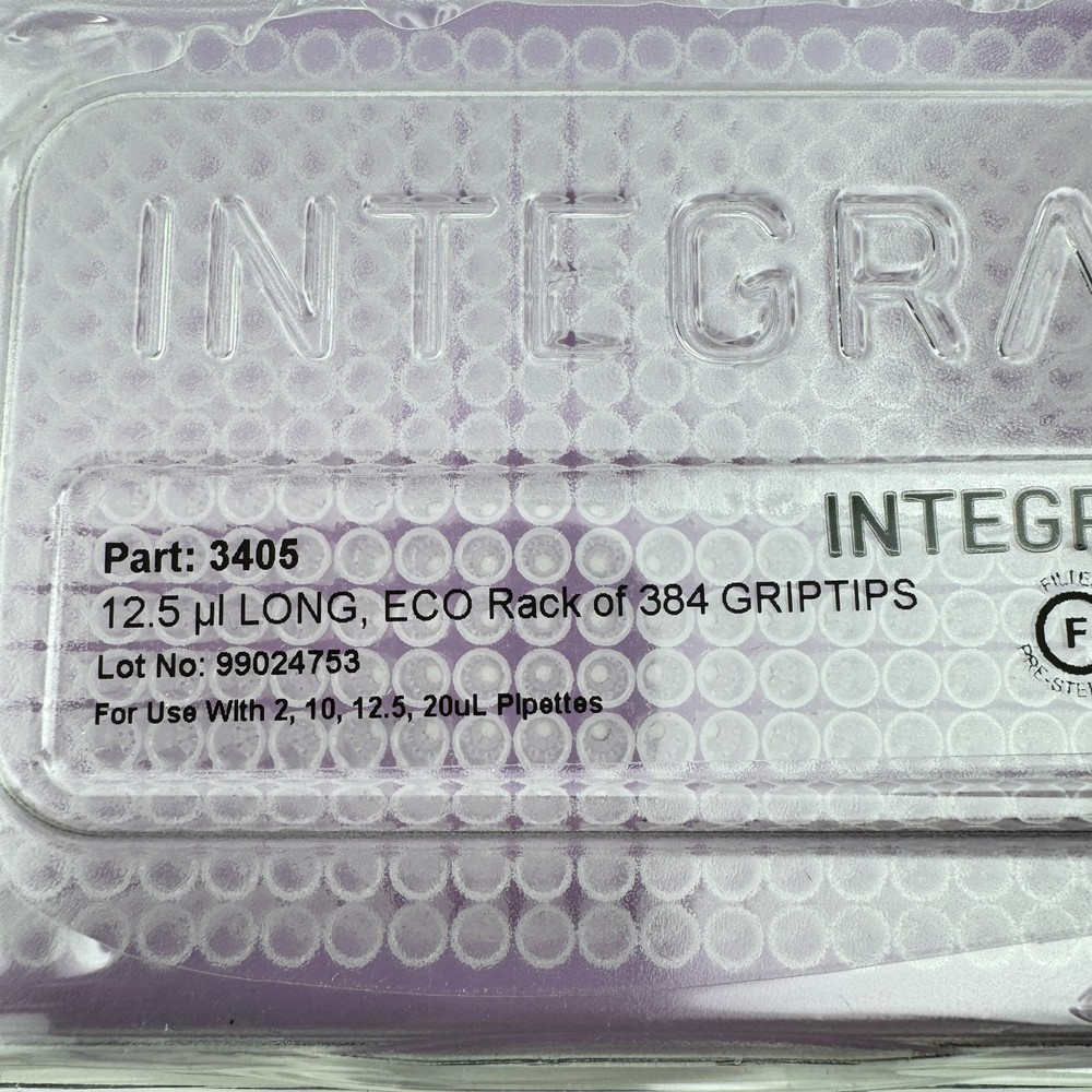 INTEGRA 3405 12.5µL LONG ECO 384 GripTips Pipette Tips Rack 5 Pack