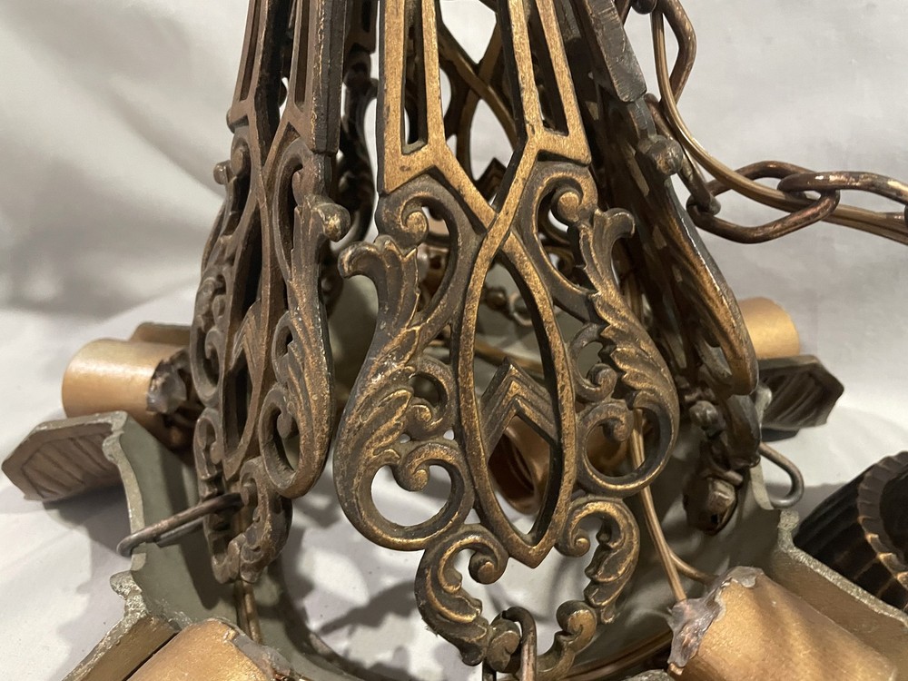 ART DECO ERA SLIP SHADE CEILING LIGHT FRAME - REWIRED