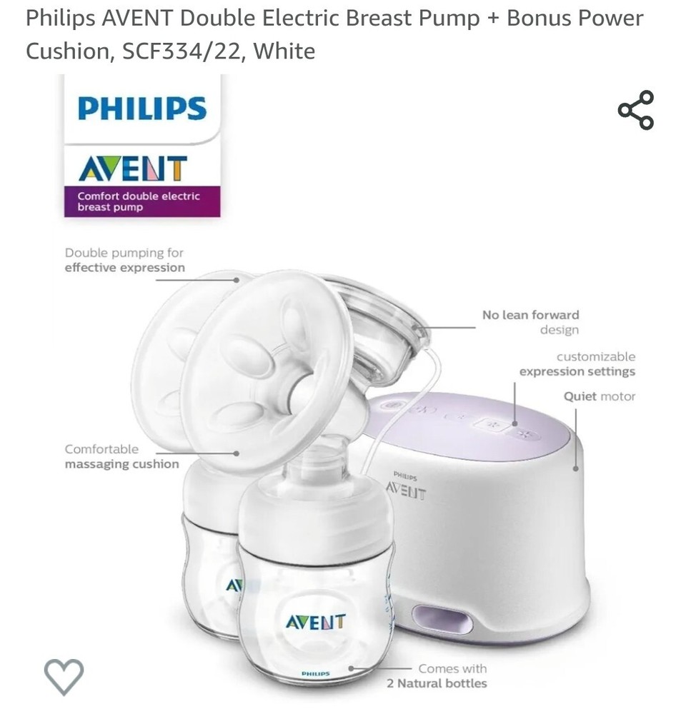 PHILIPS AVENT Double Electric Breast Pump, SCF334/22 NEW