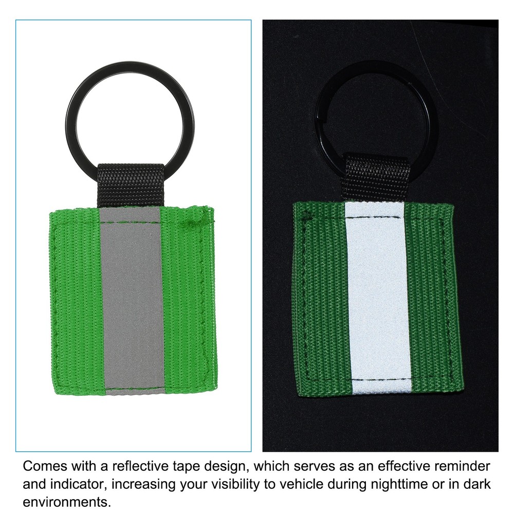 6 Pcs Reflective Keychain Tags, Reflective Zipper Pulls, Green