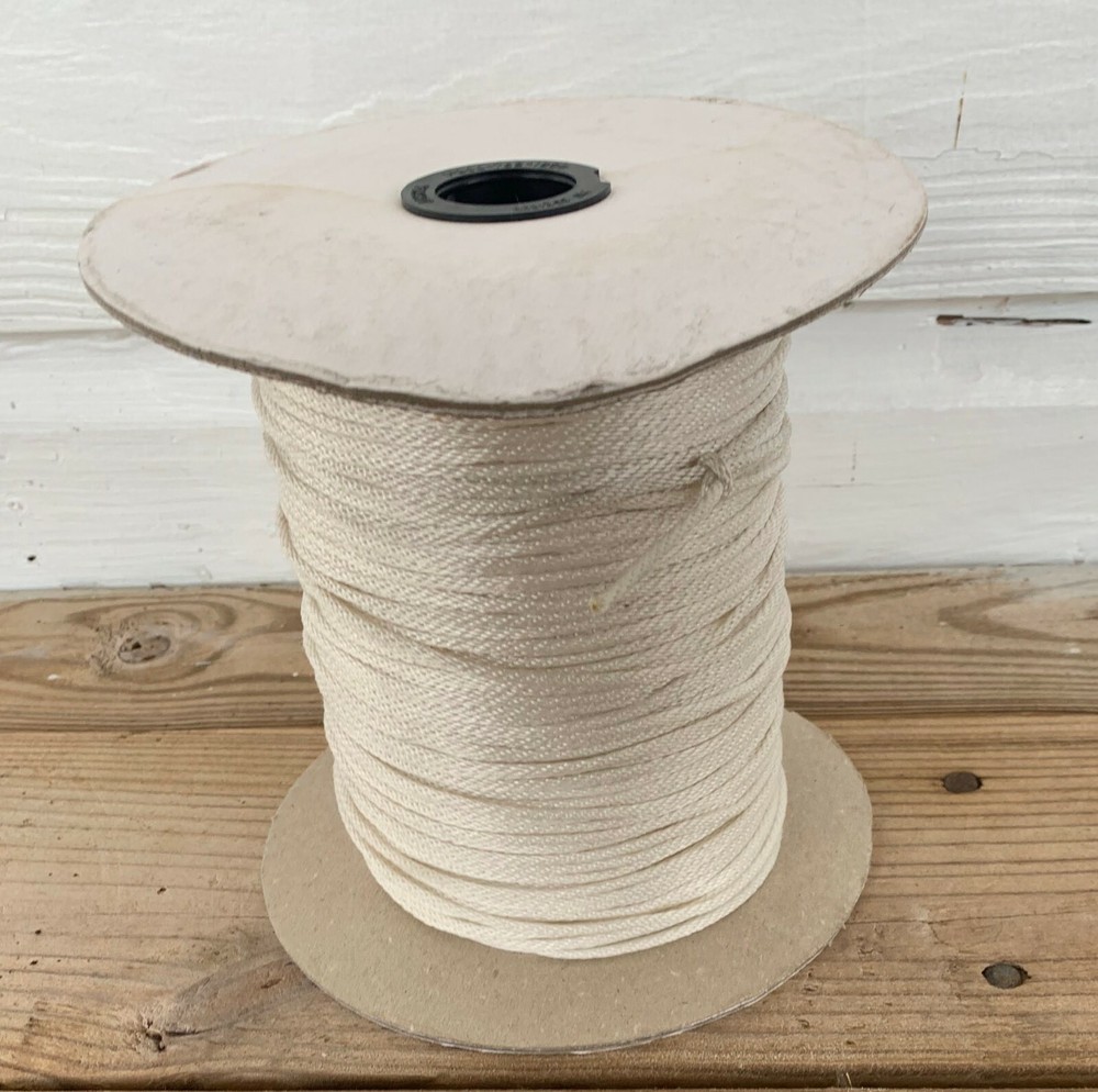 1/16 " x 837 ft. Solid Braid Polyester Rope Spool. White. Made in USA