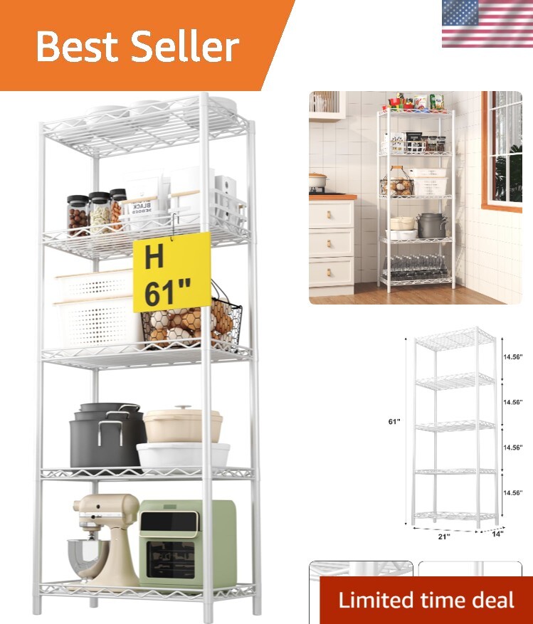 Multifunctional 5-Shelf Wire Organizer - Ideal for Kitchen, Office, or Laundry