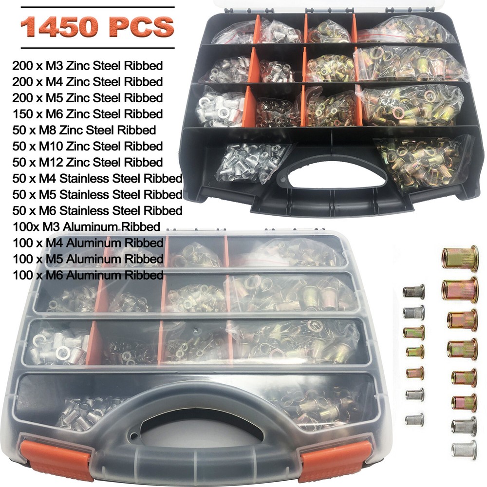 Rivet Nut Gun Kit Rivnut Setting Tools Nut Setter Tool Hand Blind Riveter 1260pc