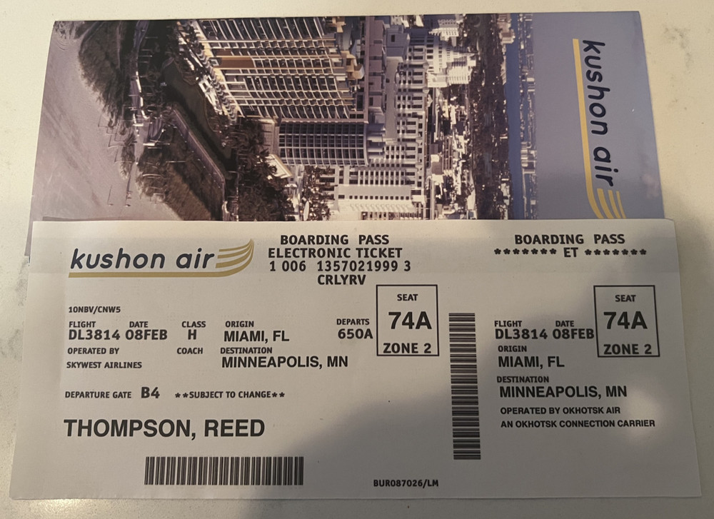 Dexter Michael C Hall Original Screen Used Prop Boarding Pass Ticket Hannah (?)