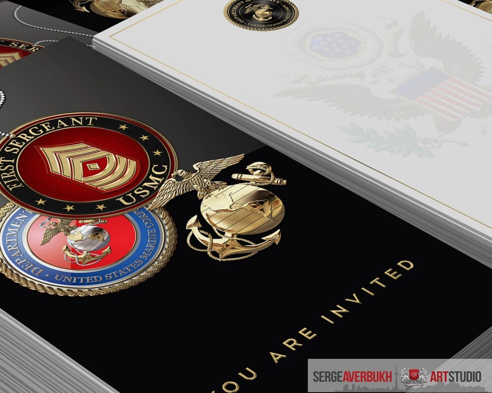 Customizable US Marine First Sergeant 5x7 Invitation Template DIGITAL DOWNLOAD