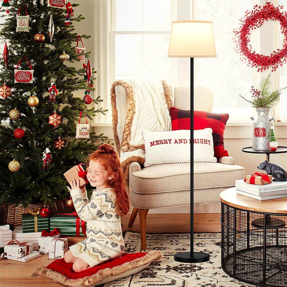 Raexpectis Modern Floor Lamp with Adjustable Large, White Shade - Remote