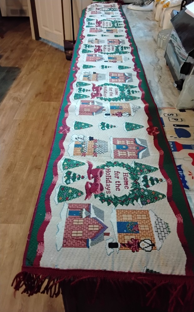 Cute Christmas Themed Tablerunner 87" Long (Preowned) Please see Description!!!