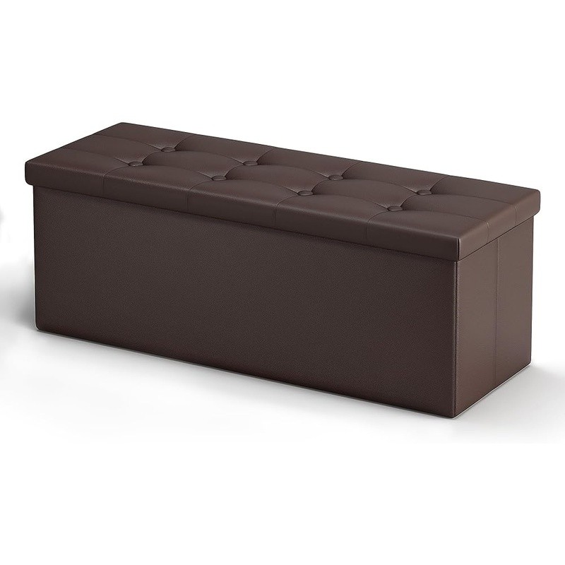 Folding Storage Ottoman Bench Sturdy PU Leather Footrest Coffee Table Organizer