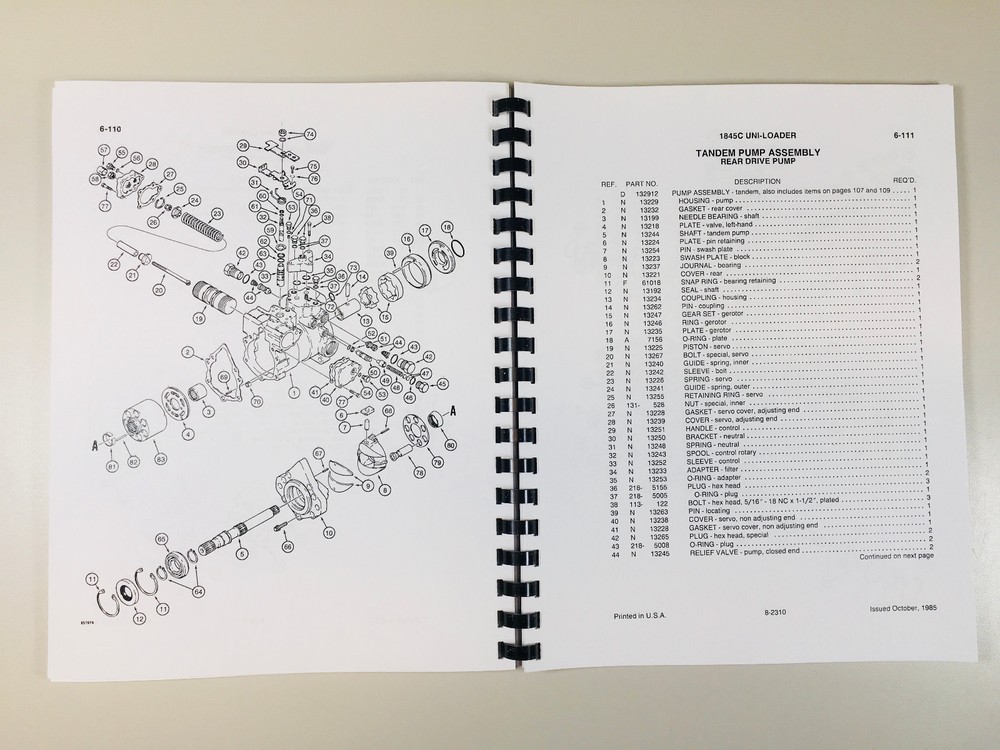 J I Case 1845C Uni Loader Parts And Operators Manual Catalog Skid Steer Assembly