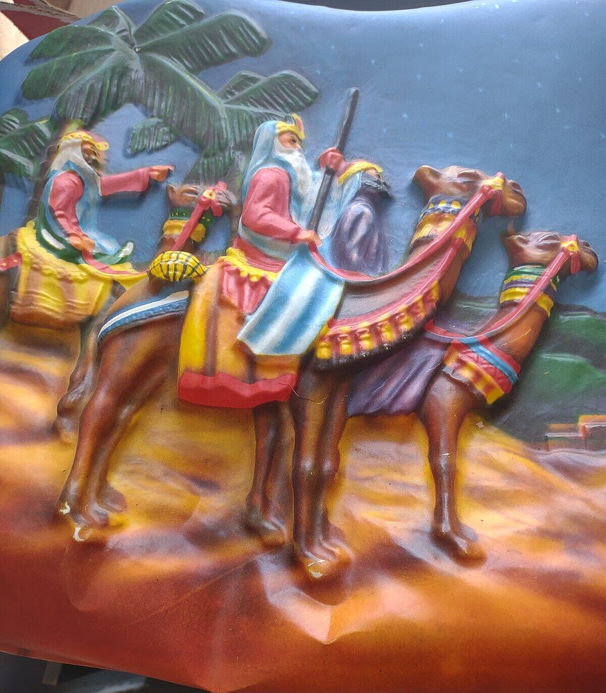 RARE Paramount #377 Three Wise Men Wall Lighted Plaque *Works *14" x 18" *READ