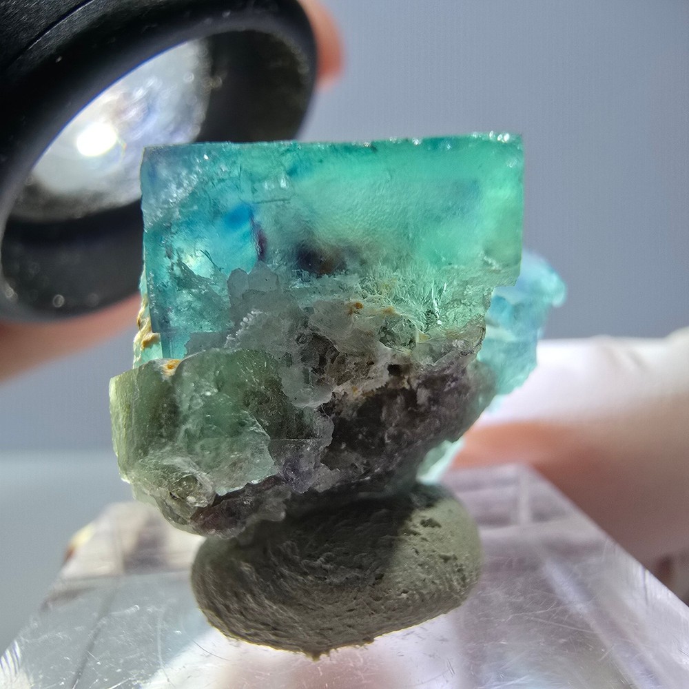 Phantom Fluorite Cube Specimen, parquetted green Okorusu, Namibia 22*20*20mm