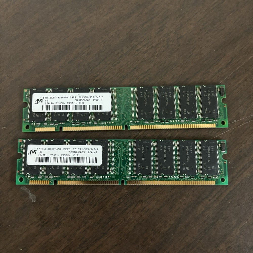 2X MICRON TECHNOLOGY INC MT16LSDT3264AG-133E3 256MG Ram Memory Stick