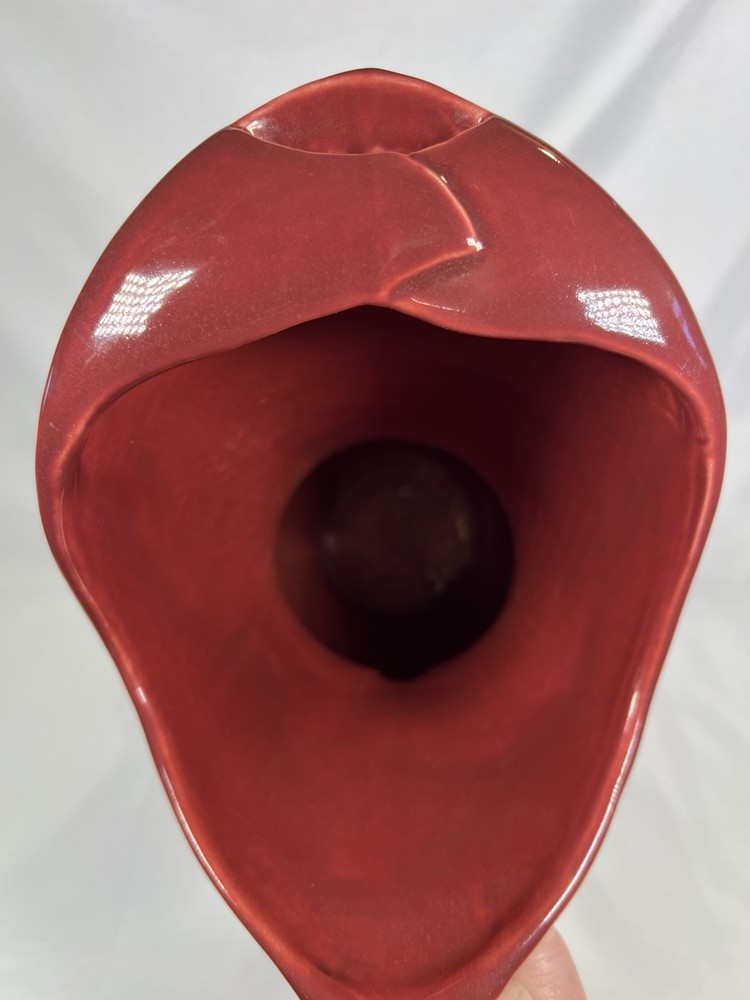 Vintage Large Pacific Pottery Art Ware Pitcher 10.5” Deep Red