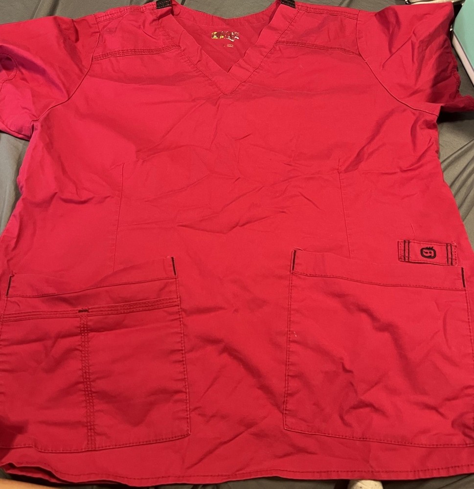 Dickies Pink Red Solid Medical Scrubs Set Unisex