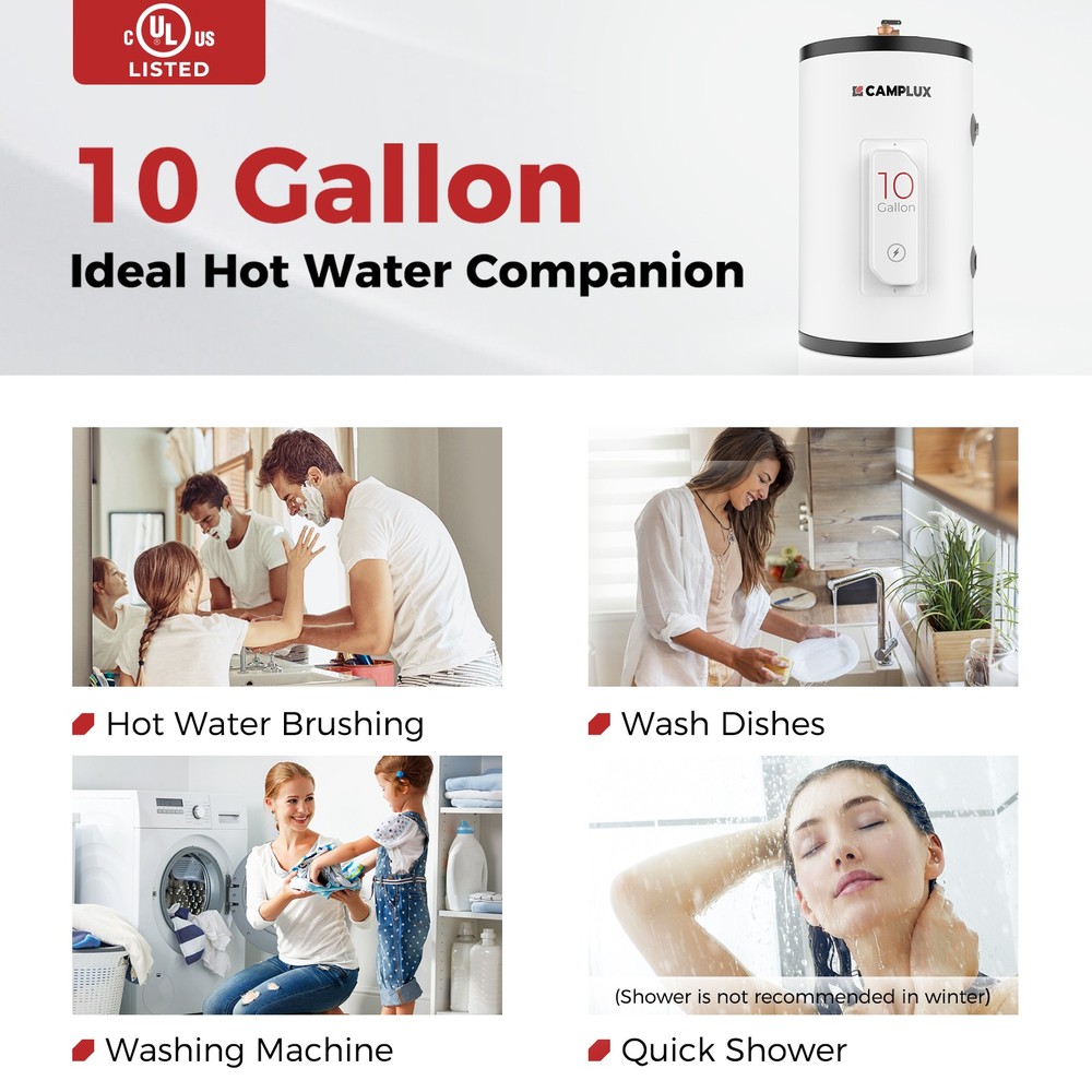 10/18 Gallon Electric Water Heater 1.5kW 120V Instant Hot for Whole Room Shower