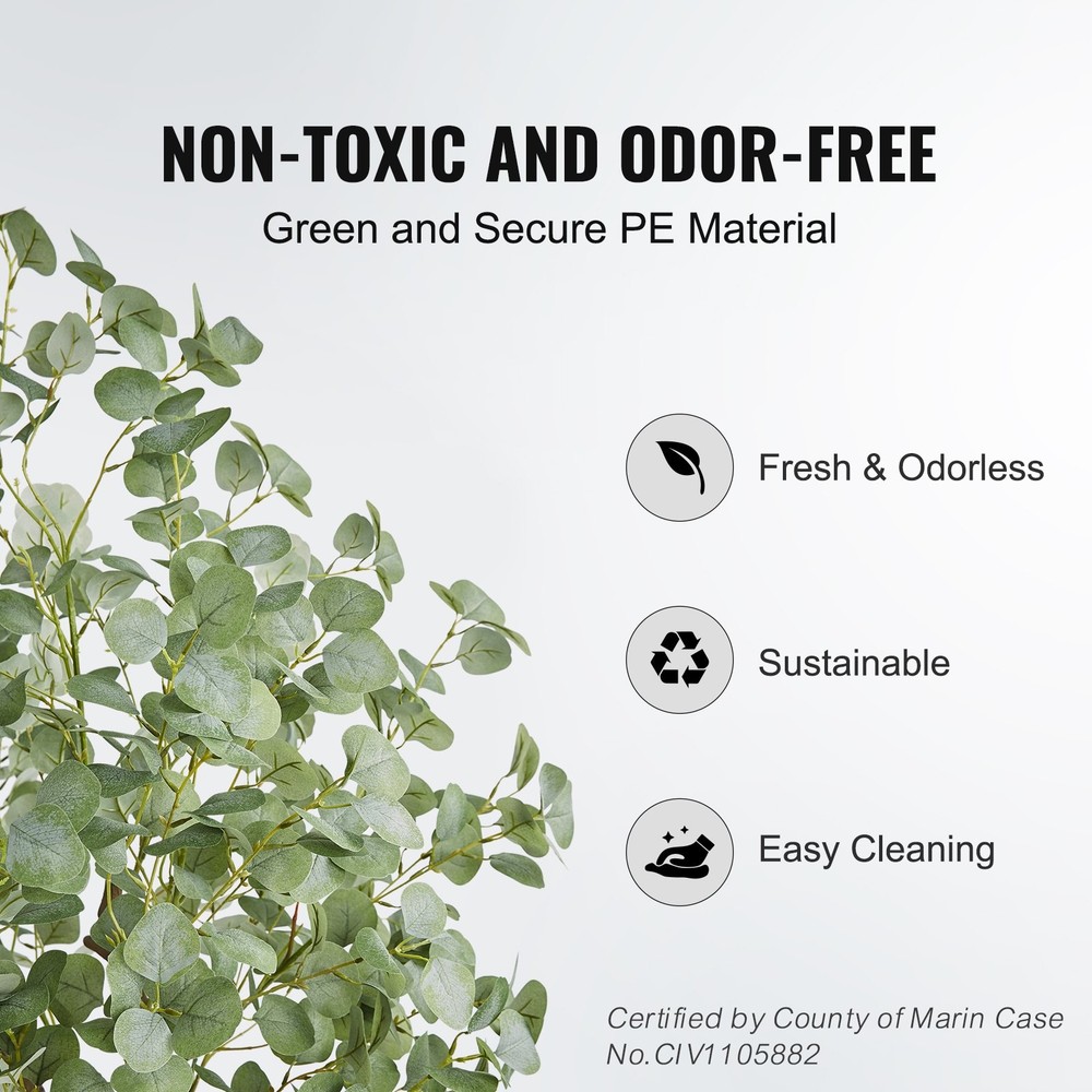 Artificial Eucalyptus Tree, 6 FT Tall Faux Plant, Secure PE Material & Anti-Tip