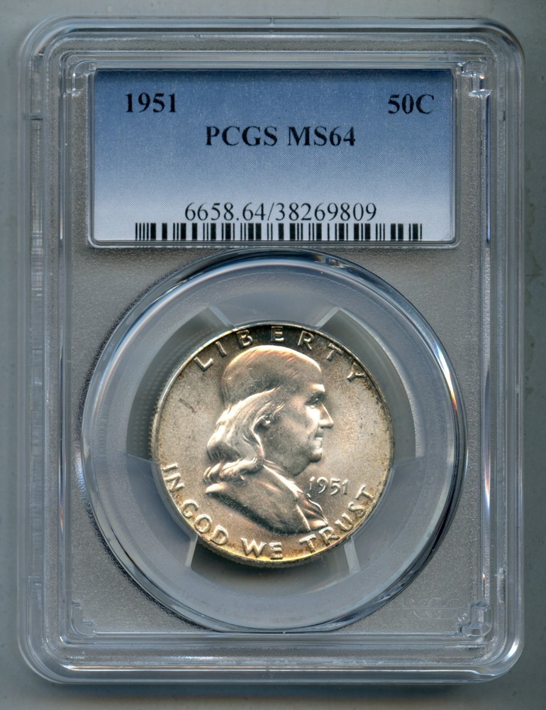 1951 Franklin Silver Half Dollar PCGS MS 64