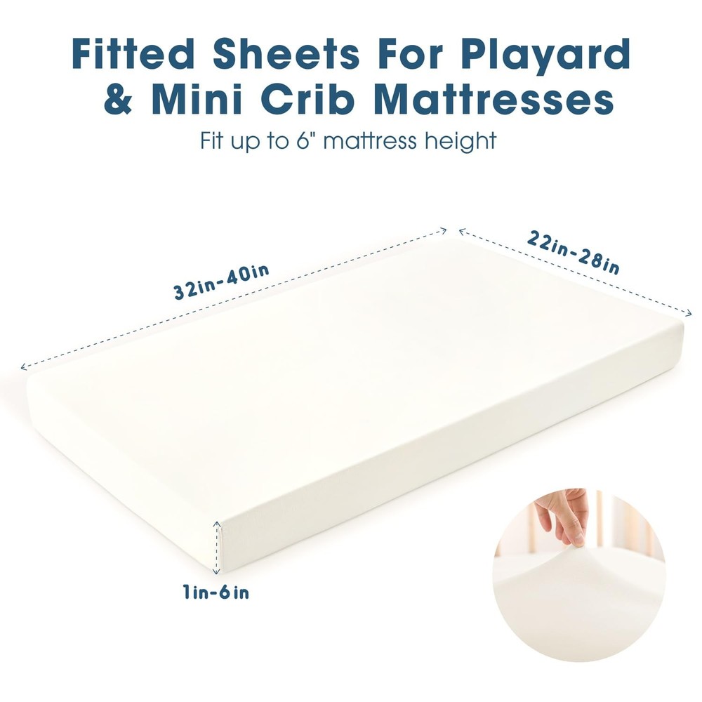 GRSSDER Mini Crib Sheets Fitted, Pack and Play Sheets 2 Pack, Ultra Soft