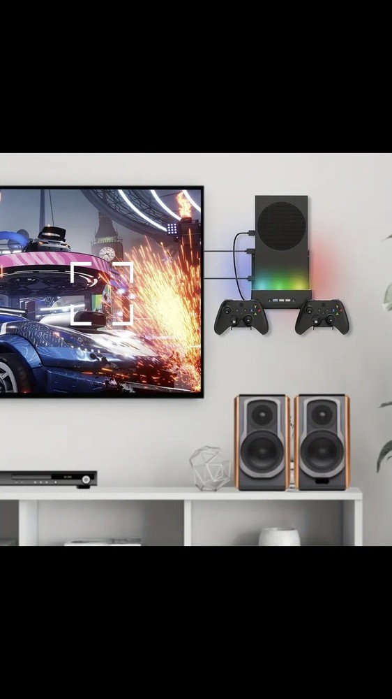 Xbox Series S Wall Mount With Cooling Fan System LED Lights an Controller Holder