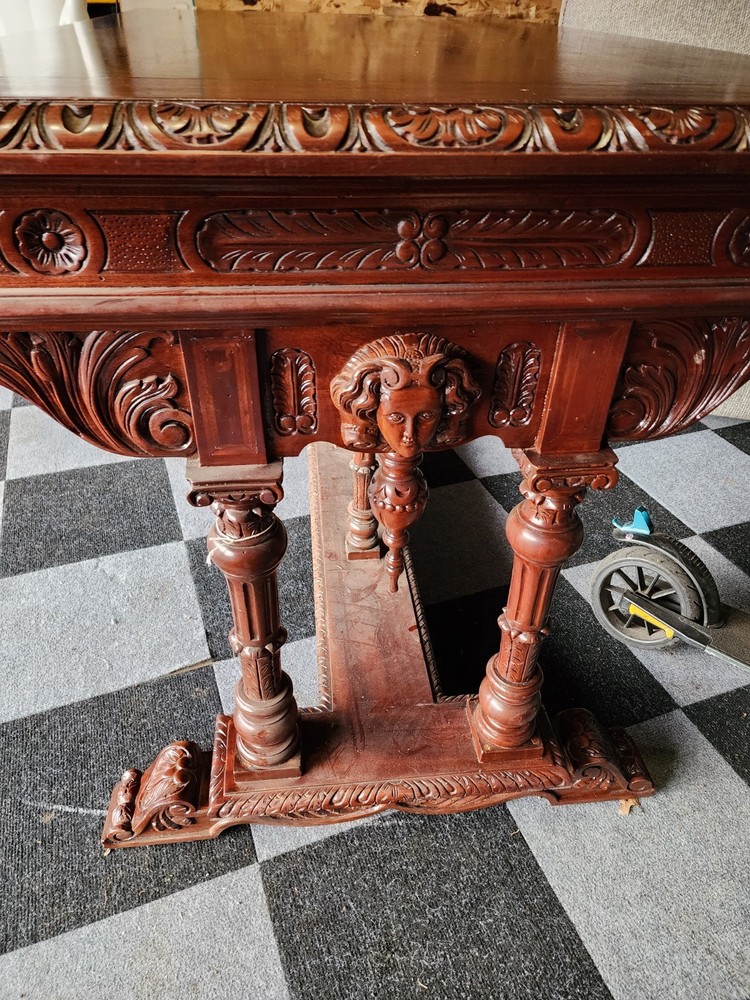 French Renaissance Writing Desk Table w/ Cherubs