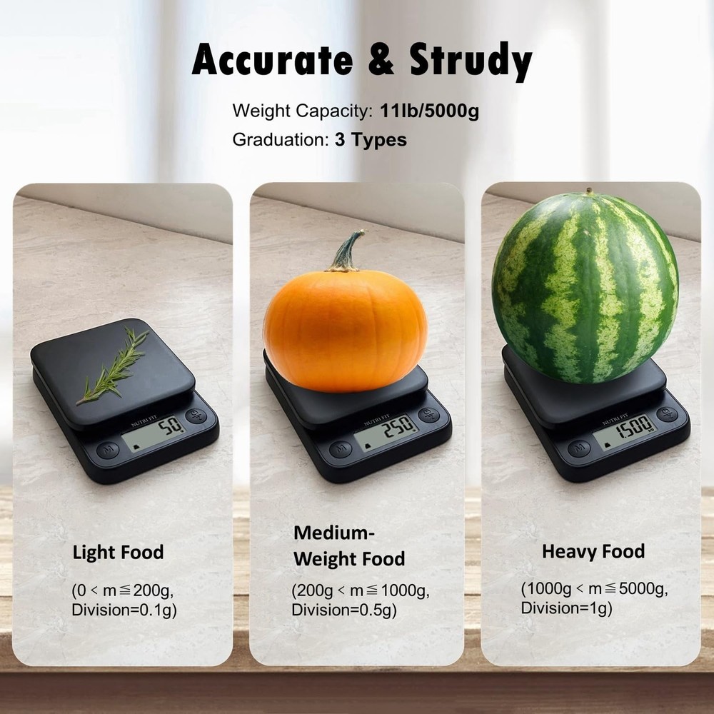 Compact Digital Kitchen Scale for Precision Weighing - 11lb Max Capacity