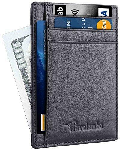 Travelambo Front Pocket Minimalist Leather Slim Wallet RFID Blocking Medium
