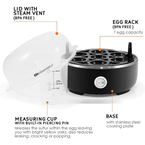 EGC115B Easy Egg Cooker Electric 7-Egg Capacity, Soft, Medium, Hard-Boiled Egg