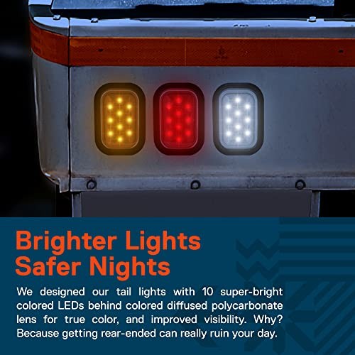 TRUE MODS 2pc 5x3 3x5 Inch Rectangle LED Trailer Tail Light Kit 2 Pack White