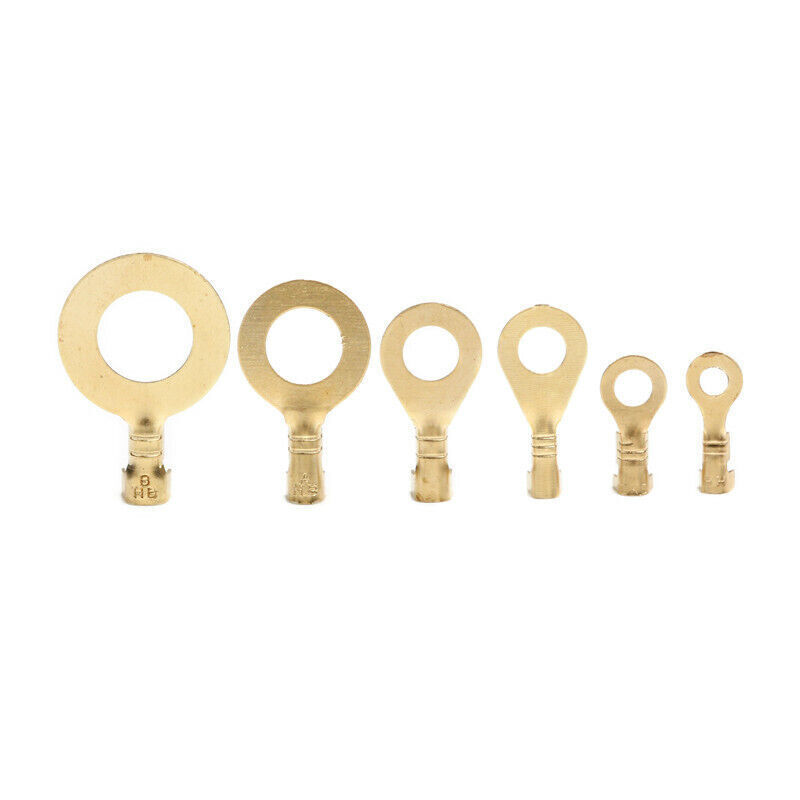 Brass Crimp Ring Terminals Kit Cable Wire Connectors Spade Electrical Set 150PCS