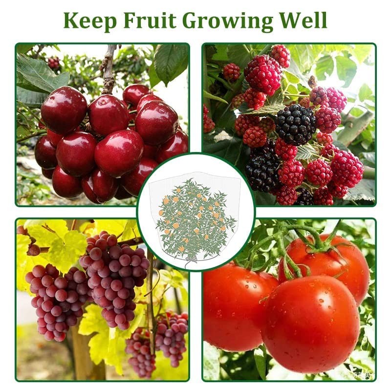 4 Pack Fruit Tree Netting Protection Bag with Drawstring,7.2x6.5 FT Garden Ne...