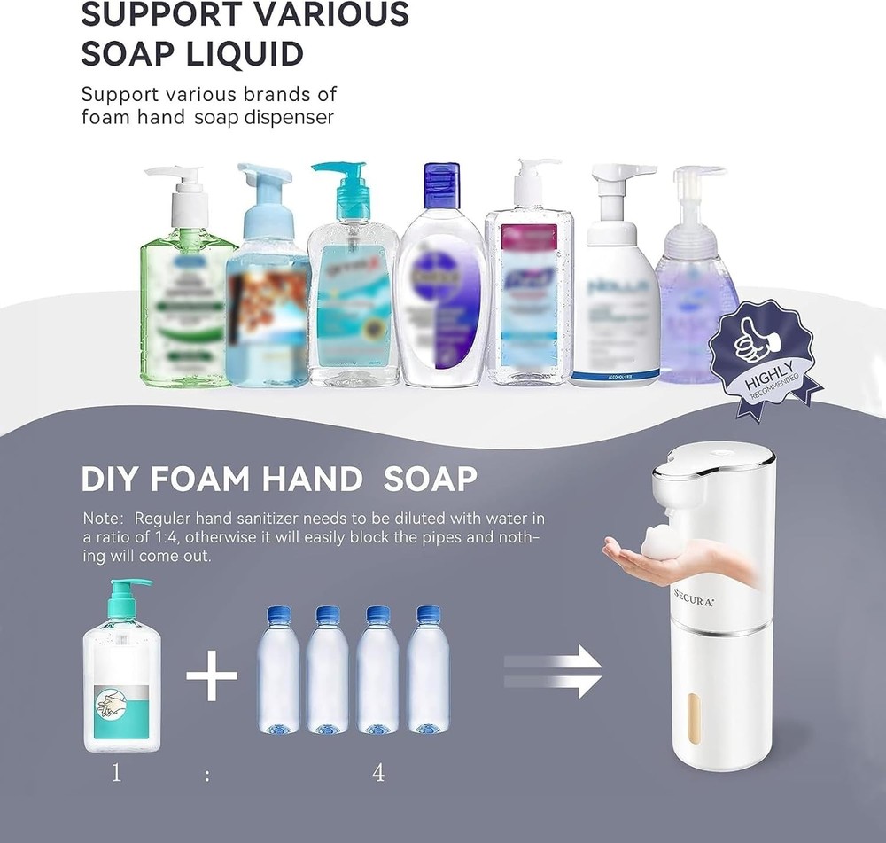 Versatile 10oz Automatic Foam Soap Dispenser - Hands-Free Kitchen & Bathroom Use