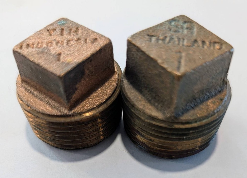 1" Brass Square Head Pipe Plug – MNPT – New